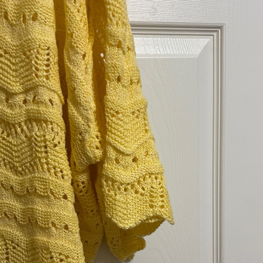 POL Yellow Open-Weave V-Neck Sweater BRAND NEW - Picture 6 of 15